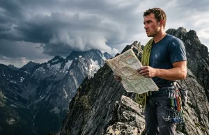 When to Bail on a Climb: A Field-Tested Protocol Male alpine climber on granite ridge deciding when to bail on a climb decision framework during incoming storm