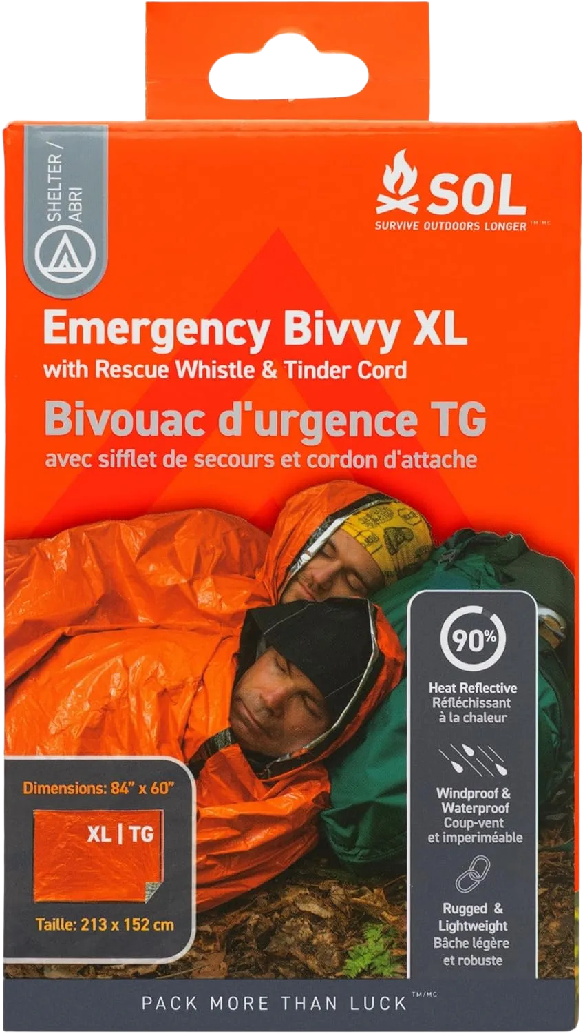 SOL Emergency Bivvy XL emergency bivy sack with rescue whistle for climbers