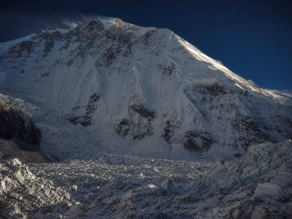 The remote Kangshung East Face of Everest with no fixed ropes or infrastructure