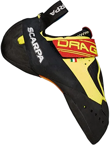 Scarpa Drago soft downturned climbing shoe for steep bouldering and toe hooking