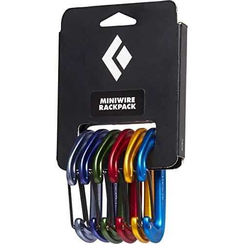 Black Diamond MiniWire Rackpack six-pack of ultralight wiregate quickdraws for alpine and multi-pitch climbing