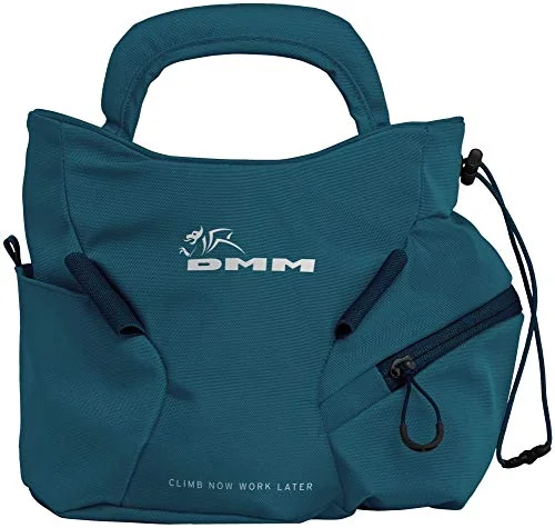 DMM Edge Boulder Chalk Bag in blue with two brush attachments for group boulder sessions